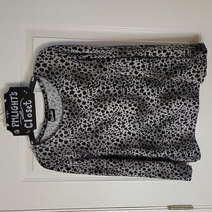 Rafaella Cheetah Print Top Large Black Gray